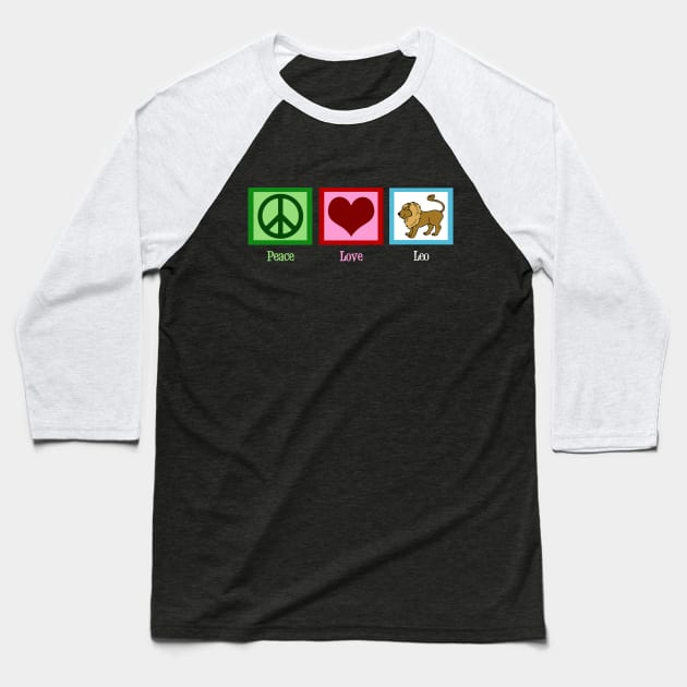 Peace Love Leo Baseball T-Shirt by epiclovedesigns